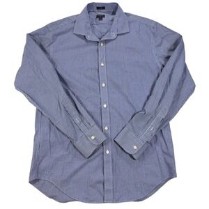 J.Crew Men's Slim Flex Wrinkle‎ Free Blue Gingham Check Button Down Shirt